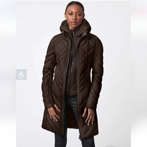 Bernardo Women's Brown Mix Media Puffer Jacket